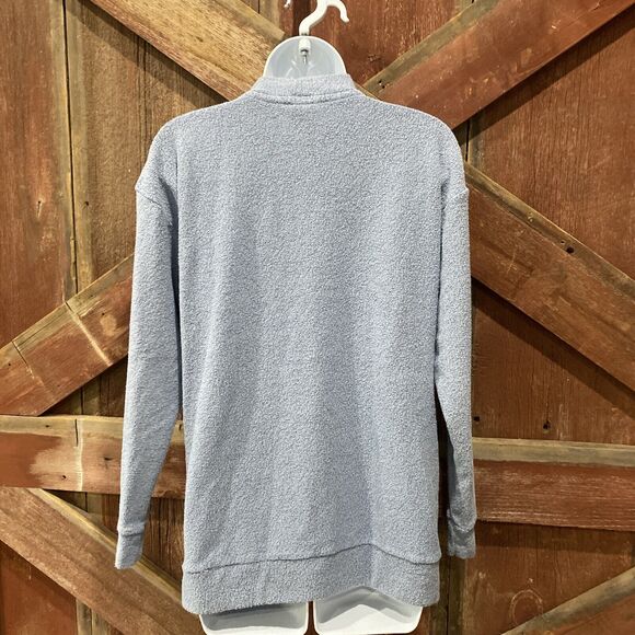 PINK Victoria’s Secret Fleece Sweatshirt XS  Blue Mock Neck Silver Dog Comfy - Picture 5 of 12